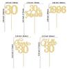 Gyufise 30Pcs 30th Birthday Cupcake Toppers Glitter Hello 30 Cupcake Topper Cheers to 30 1996 Thirty Cupcake Picks for Happy 30th Birthday Anniversary Party Cake Decorations Gold view 2