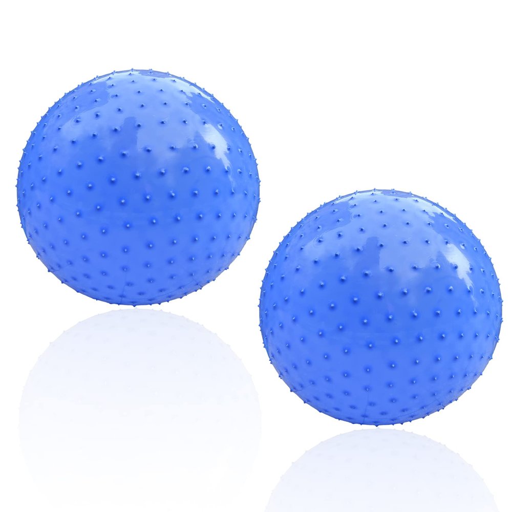 penepico Large Sensory Massage Ball for Kids, 2 Pack 33.5" 85CM Macaron Blue Bouncy Exercise Balls for Toddlers, Big Inflatable Toys with Tactile Spikes, Outdoor Giant Yoga Balls, Large Beach Ball