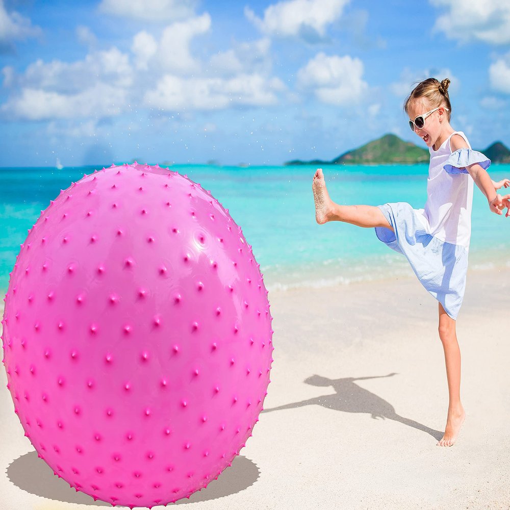 penepico Large Sensory Massage Ball for Kids, 33.5" 85cm 3.1lbs Pink Bouncy Exercise Ball for Toddlers, Big Inflatable Balls with Tactile Spikes, Outdoor Giant Yoga Balls, Large Beach Ball (pink1)