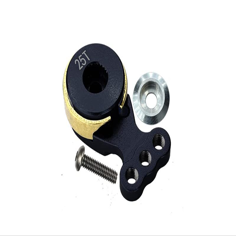 GPM Upgrades Aluminium Hi-Torque Servo Saver for 25T Spline Output Shaft for Roadtech-Servo Saver Rc Cars (Black)
