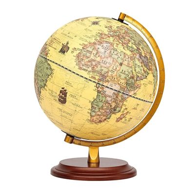 OLOTU Globe World Globe Wooden Base Illuminated Globe 12.5 Inch Retro Tabletop Rotating Earth Geography Globe Kids Decorative Globe Globe for Decor