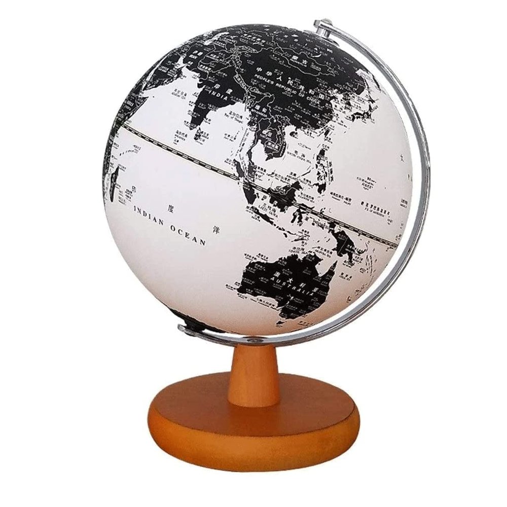 OLOTU Globe Newest World Globe Stainless Steel arc and Base, Metal Black and White Globe Table Decoration Home Office Display Globe Globe for Decor