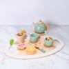 15pcs Wooden Tea Set for Little Girls, MONT PLEASANT Wooden Toys, Toddler Tea Set Play Kitchen Accessories Play Food playset for Kids Tea Party view 3