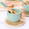 15pcs Wooden Tea Set for Little Girls, MONT PLEASANT Wooden Toys, Toddler Tea Set Play Kitchen Accessories Play Food playset for Kids Tea Party view 4