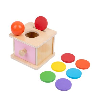 Adena Montessori Infant Toddlers Coin Box Montessori Toys for 6-12 Months Babies 1 Year 2 Year Old (2 in 1,Coin&Ball, Pink Door)