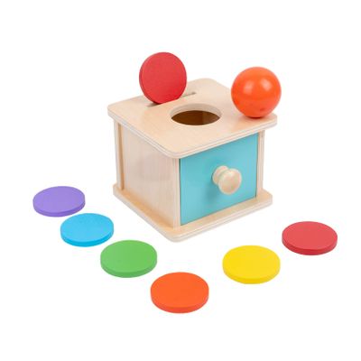 Adena Montessori Infant Toddlers Coin Box Montessori Toys for 6-12 Months Babies 1 Year 2 Year Old (2 in 1,Coin&Ball, Blue Door)