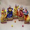 MC Recycled Material Rajasthani Musician Bawla Puppets Idol 11 x 28 cm Multicolor, 5 Pieces (Female Puppets) view 1