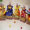 MC Recycled Material Rajasthani Musician Bawla Puppets Idol 11 x 28 cm Multicolor, 5 Pieces (Female Puppets) view 2