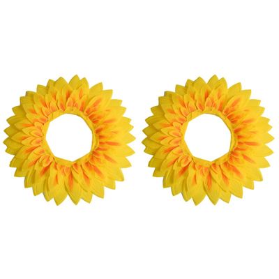 LUOZZY 2pcs Sunflower Headgear Funny Flower Costume Yellow Flower Headgear Performance Costume Photo Prop for Party Festival Kids (16.5 INCH / 42 CM)