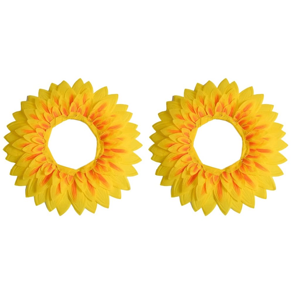 LUOZZY 2pcs Sunflower Headgear Funny Flower Costume Yellow Flower Headgear Performance Costume Photo Prop for Party Festival Kids (16.5 INCH / 42 CM)