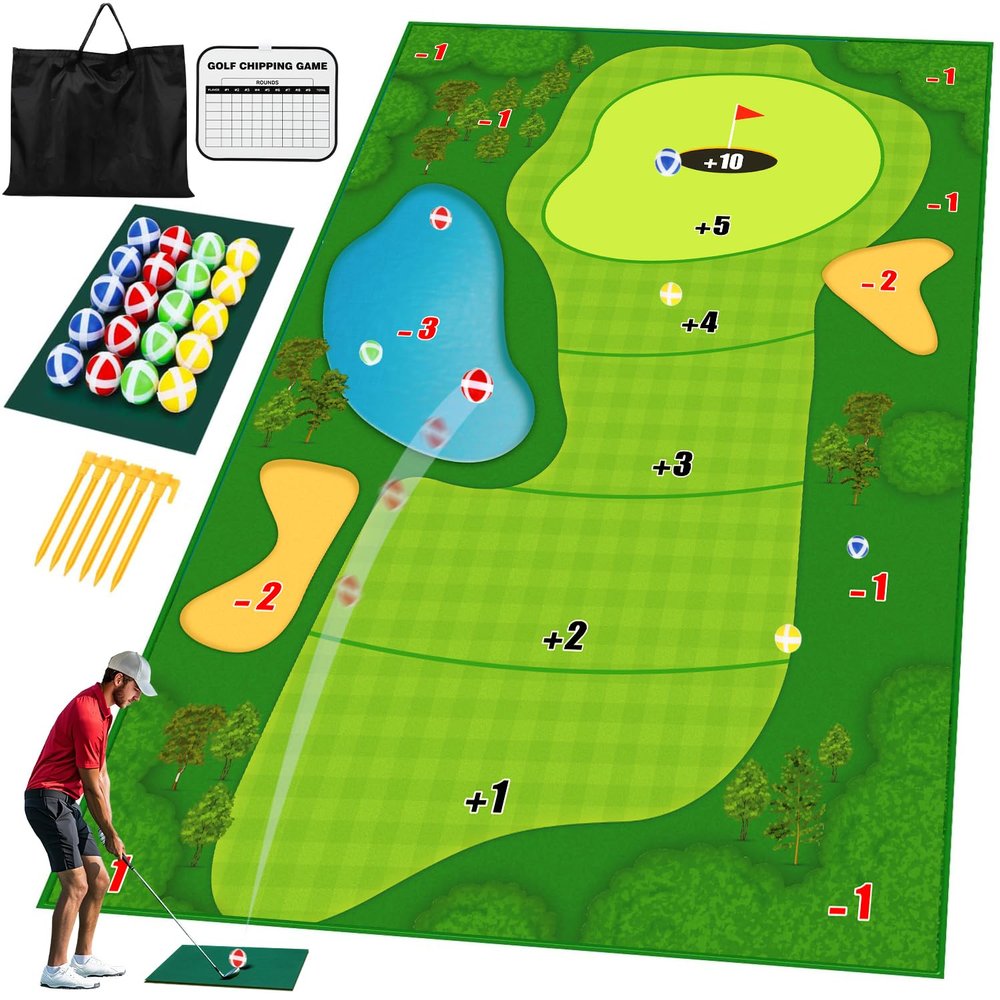 TOY Life Chipping Golf Practice Mats Golf Training Mat Indoor Outdoor Games for Adults Family Kids Outdoor Play Equipment Stick Chip Backyard Game (Copyrighted)(No Club Included)