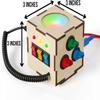 Crown Display Montessori Busy Board Fidget Cube for Toddlers {Improved 2023 Version} Wooden Sensory Activity Cube Toys LED Light Up Buttons Pluggable Wires Baby Gifts Educational Learning Toy view 2