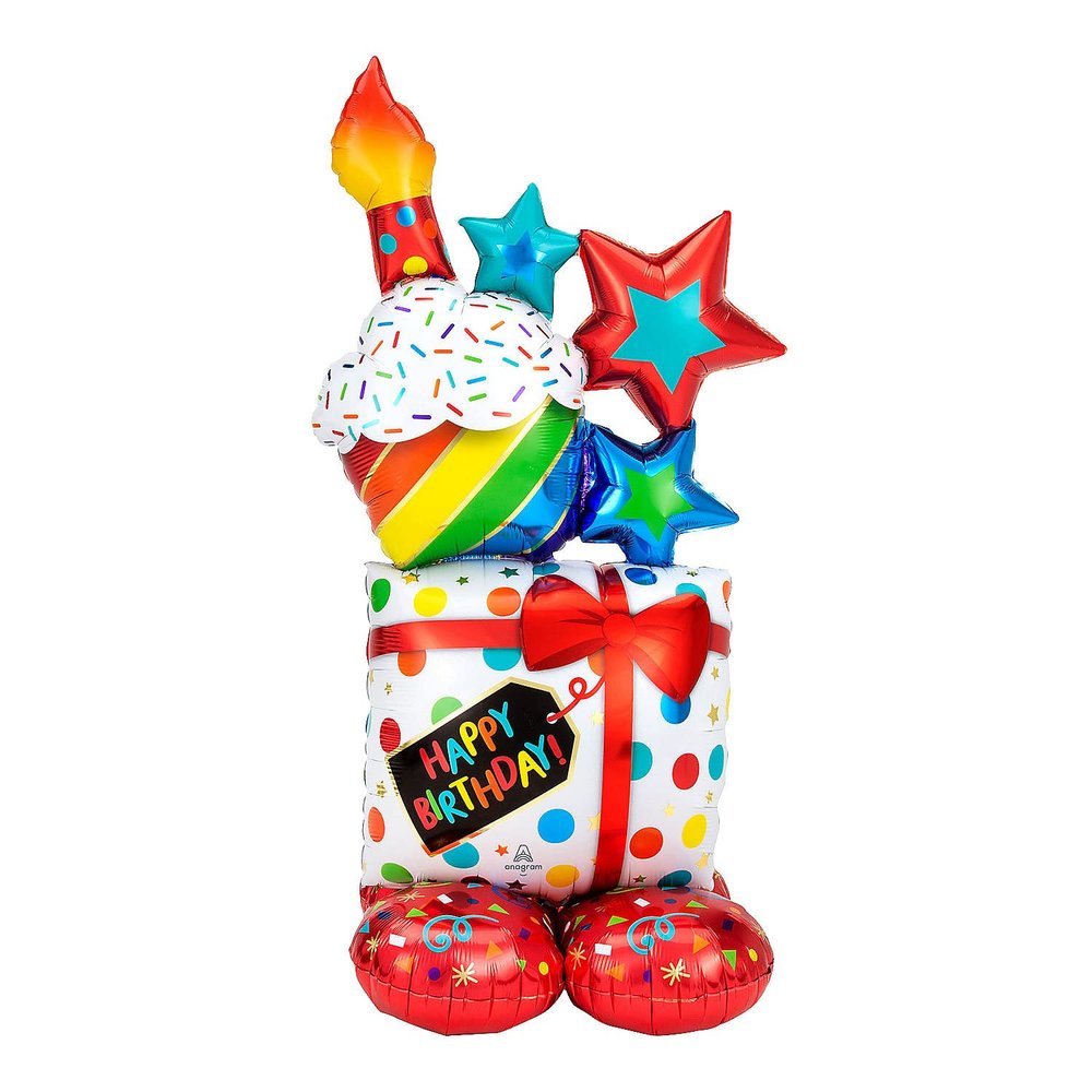 Stacked Birthday Icons 55" Mylar Balloon
