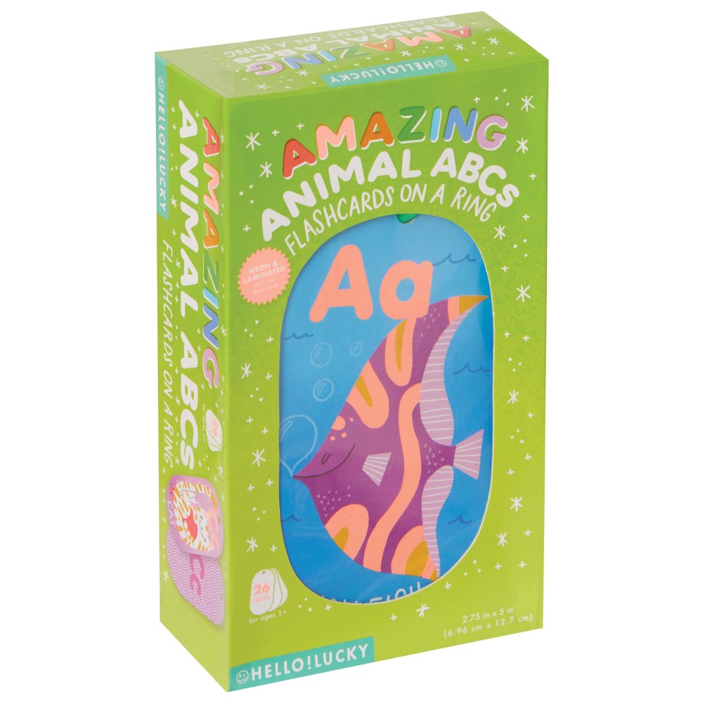 Hello!Lucky for C.R. Gibson: Amazing Animal ABCs Flashcards on a Ring for Kids Learn On The Go Makes a Great Gift for Ages 1+