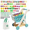 Jovow 102pcs Kids Shopping Cart Trolley Play Set with Pretend Food and Accessories,Perfect for Ages 3+ Pretend Play and Role-Playing Games view 1