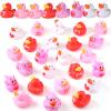 24 Pcs Valentine Ducks Rubber Ducks in Bulk 2 Inch Mini Love Heart Assorted Pink Red White Squeaky Bath Toys for Valentine's Day Gifts Party Favors Classroom Goodie Bag Fillers view 1