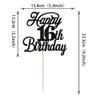Rsstarxi 1 Pack Happy 16th Birthday Cake Topper Black Glitter 16 & Fabulous Cheers to 16 Years Old 16th Birthday Cake Pick for Celebrating 16th Birthday Anniversary Party Cake Decorations Supplies view 2