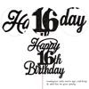 Rsstarxi 1 Pack Happy 16th Birthday Cake Topper Black Glitter 16 & Fabulous Cheers to 16 Years Old 16th Birthday Cake Pick for Celebrating 16th Birthday Anniversary Party Cake Decorations Supplies view 3