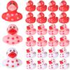24 Pcs Valentine Rubber Ducks Bulk 2 Inch Mini Love Heart Ducks Pink Red White Squeaky Bath Toys for Valentine's Day Trinkets Classroom Party Favors Goodie Bag Fillers view 1