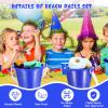 Didaey 12 Pack 4 Inch Beach Buckets and Shovels for Kids Sand Pails Plastic Sand Buckets Bulk Small Toy Pails at The Beach, Use for Toddlers Little Guys(Blue) view 3