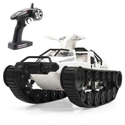 Goolsky Remote Control Tank, 1:12 Scale RC Tank Car, 4WD High Speed Army Vehicle Truck with 360 Rotating, 2.4Ghz All Terrain Off-Road RC Rock Crawler for Kids and Adults (White)