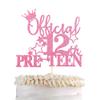 1 Pack Official Pre-teen 12 Cake Topper Glitter Happy 12th Birthday Cake Pick Cheers to 12 Years Old Cake Decorations for Teen 12th Birthday Party Supplies Pink view 1