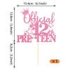 1 Pack Official Pre-teen 12 Cake Topper Glitter Happy 12th Birthday Cake Pick Cheers to 12 Years Old Cake Decorations for Teen 12th Birthday Party Supplies Pink view 2