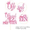 1 Pack Official Pre-teen 12 Cake Topper Glitter Happy 12th Birthday Cake Pick Cheers to 12 Years Old Cake Decorations for Teen 12th Birthday Party Supplies Pink view 3