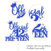 1 Pack Official Pre-teen 12 Cake Topper Glitter Happy 12th Birthday Cake Pick Cheers to 12 Years Old Cake Decorations for Teen 12th Birthday Party Supplies Blue view 3