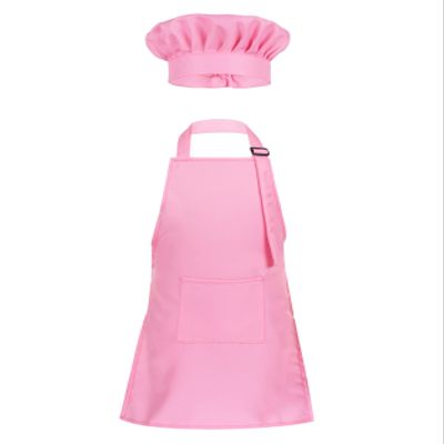 Duoremi Kids Children Kitchen Chef Costume 2Pcs Sets Chef Apron with Hat Baking Painting Cosplay Outfit Pink Small