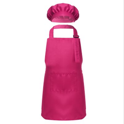 Duoremi Kids Children Kitchen Chef Costume 2Pcs Sets Chef Apron with Hat Baking Painting Cosplay Outfit Rose Red Small
