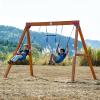 Dolphin Playground DIY Swing Sets for Backyard, Wooden Swing Set Outdoor for Kids with Trapeze Swing Bar and 2 Belt Swings, Heavy Duty Playground Accessories, Suitable for Any Swing Replacements view 1
