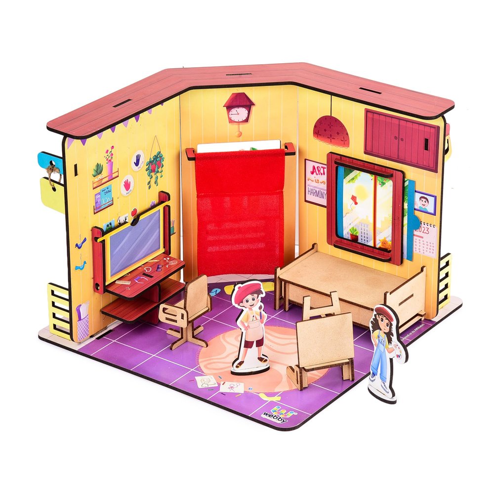 Webby DIY Wooden Artists Playhouse | Multifunctional Studio Cum Bedroom Doll House Set for Boys and Girls