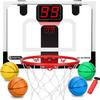 Pro Indoor Mini Basketball Hoop Set for Kids Adults, Wall Mount Automatic Scoring Basketball Hoop with 4 Rubber 6" Balls, Over The Door Basketball Hoops with Electronic Scoreboard Large Dunk Rim view 1
