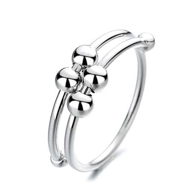 Adjustable Rings Antistress Anxiety Ring Gold Anxiety Ring Toy Metal Single Coil Rotate Jewlery Women Men Fidget Spinner Toys Gifts(Silver)