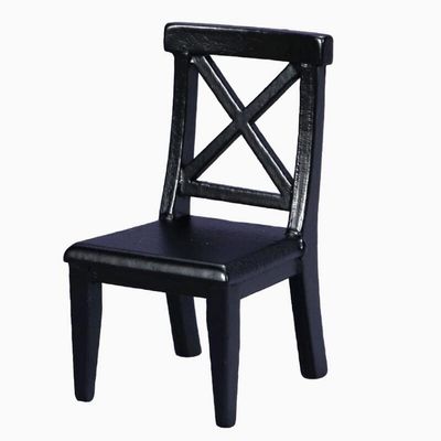 EatingBiting 1:12 Dollhouse Miniature Furniture Modern Wooden Black Dining Chair Garden Chair House Carved Single Sofa Chairs Vintage Armchairs for mini House Decoration