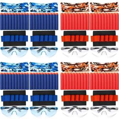 Sosation 32 Pcs Gun Party Supplies and Favors Compatible with Nerf Include Tactical Glasses Face Mask Foam Darts Wrist Ammo Holder Gun Accessories Party Favors