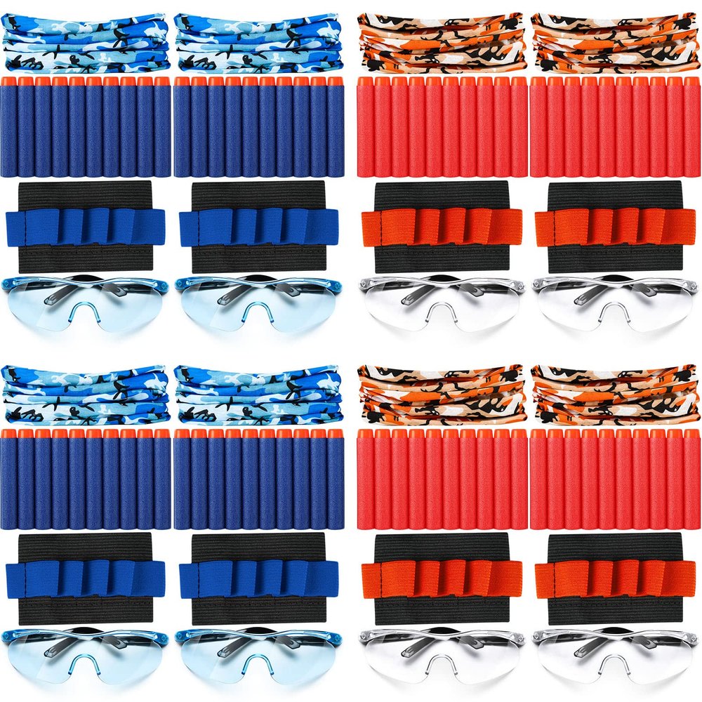Sosation 32 Pcs Gun Party Supplies and Favors Compatible with Nerf Include Tactical Glasses Face Mask Foam Darts Wrist Ammo Holder Gun Accessories Party Favors