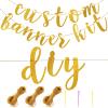 TaoBary 167 Pcs DIY Banner Kit Happy Birthday Glitter Banner Customizable Glitter Make Your Own Kit 162 Letters Symbols and Numbers 3 Rope for Birthday Halloween Wedding Christmas(Gold) view 3