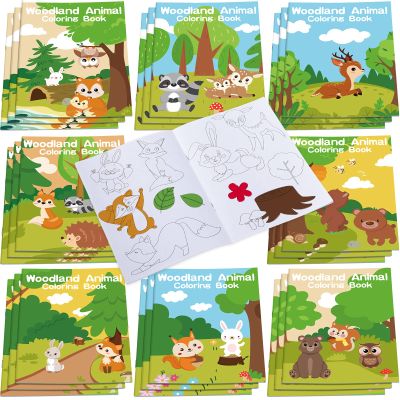Faccito 24 Pack Coloring Books for Kids Ages 13, Mini Coloring Books for Toddlers, Bulk Birthday Party Favors, Preschool Classroom Summer Activities(Woodland Animal)