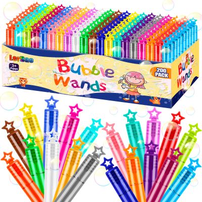 LerBao 200Pcs 20 Colors Mini Bubble Wands,Bulk Bubbles Party Favors for Kids,Summer Outdoor Indoor,Themed Birthday,Christmas Wedding Bath Time Toys