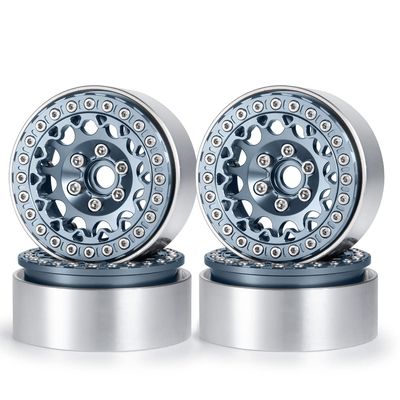 QUPA AM STORE 4PCS 1.9" Beadlock Wheel Rims Hubs for 1:10 Axial SCX10 90046 TRX4 RC Crawler Car (Titanium)