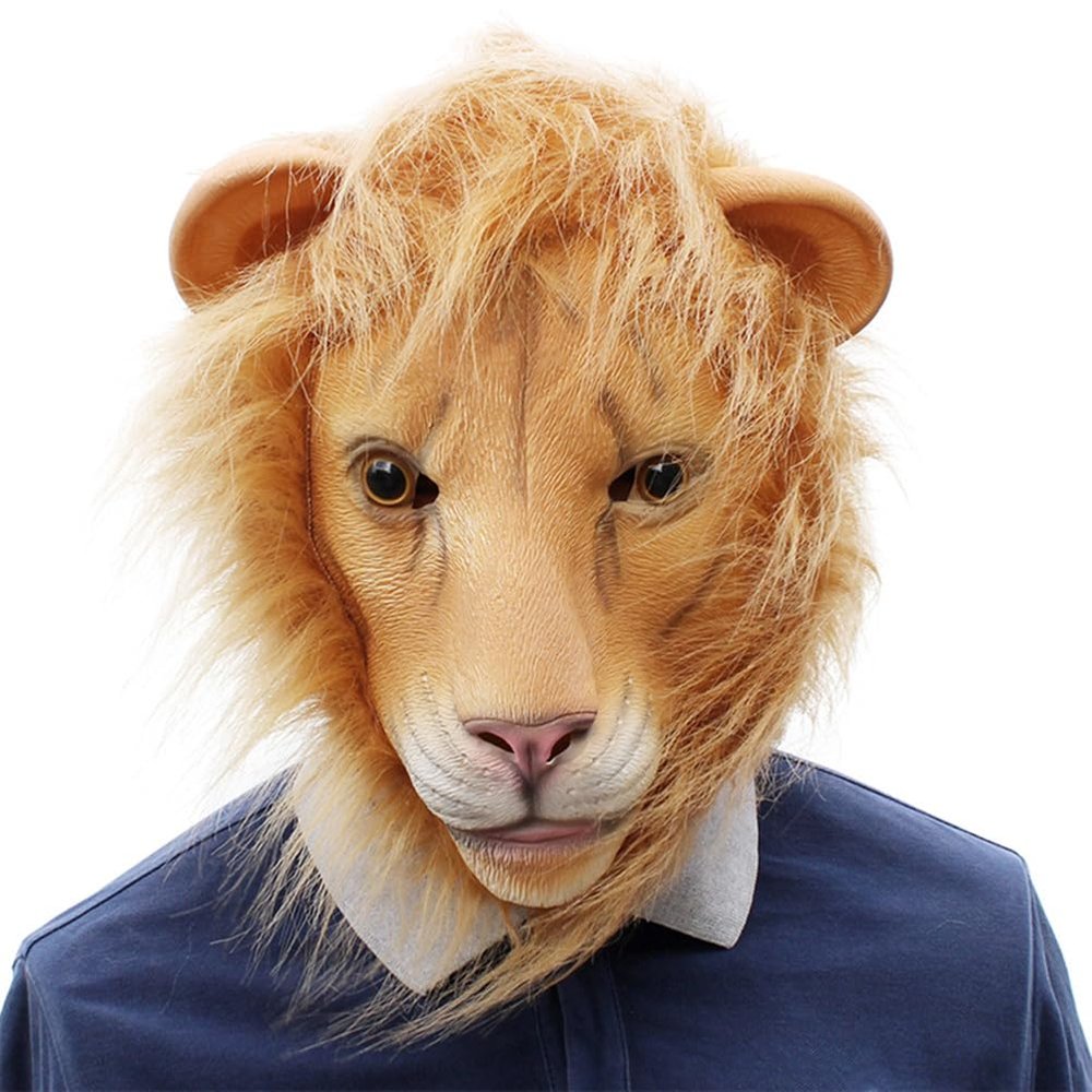 Abaodam Halloween Halloween Lion Head Lion Headgear Overhead Animal Costume for Novelty Carnival Party Masquerade Birthday Cosplay Masquerade