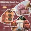 iLAND Cute Kids Toys for Girls 6-8 Lovely Dollhouse Furniture on 1/12 Scale Gingham Doll House Couch Set inc 2 Miniature Sofas 1 End Table 1 Rug Small for Girls view 3