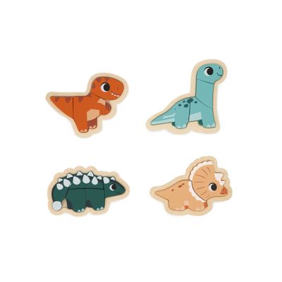 Janod 4 FSC Wood Dinosaur Progressive Puzzles-2 to 5 Pieces-Childrens Toys-Educational Games-Early-Years Toys-18 Months +, J05824, Multicolor