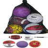 Biggz Bag of Sport Balls Basketball, Soccer Ball, Football, Volleyball, Purple Playground Ball, and Pump view 1