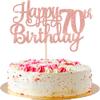 1 PCS Happy 70th Birthday Cake Topper Glitter Cheers to 70 Years Birthday Cake Pick Seventy 70 Fabulous Cake Decoration for Happy 70th Birthday Anniversary Party Decorations Supplies Rose Gold view 1