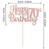 1 PCS Happy 70th Birthday Cake Topper Glitter Cheers to 70 Years Birthday Cake Pick Seventy 70 Fabulous Cake Decoration for Happy 70th Birthday Anniversary Party Decorations Supplies Rose Gold view 2