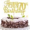 1 PCS Happy 70th Birthday Cake Topper Gold Glitter Cheers to 70 Years Birthday Cake Pick Seventy 70 Fabulous Cake Decoration for Happy 70th Birthday Anniversary Party Decorations Supplies view 1