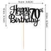 1 PCS Happy 70th Birthday Cake Topper Glitter Cheers to 70 Years Birthday Cake Pick Seventy 70 Fabulous Cake Decoration for Happy 70th Birthday Theme Party Decorations Supplies Black view 2